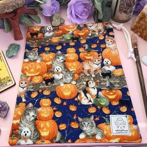 Spooky Cute Halloween DrawString Trick or Treat XL Handmade Tarot Spell Bag
